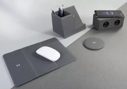 Настольное беспроводное зарядное устройство "Cool Gray", переработанный пластик (RPET), серый, фото 5