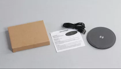 Настольное беспроводное зарядное устройство "Cool Gray", переработанный пластик (RPET), серый, фото 4