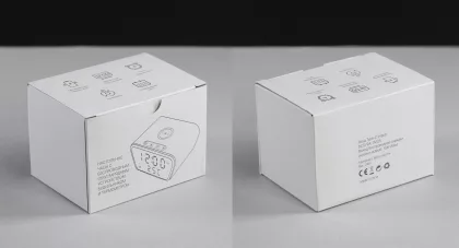 Настольные часы "Smart Clock" с беспроводным (15W) зарядным устройством, будильником и термометром, белый, фото 8