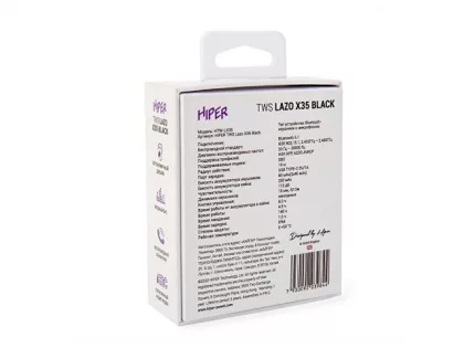 Наушники HIPER TWS Lazo X35 Black (HTW-LX35) Bluetooth 5.0 гарнитура, Черный (Р), фото 9