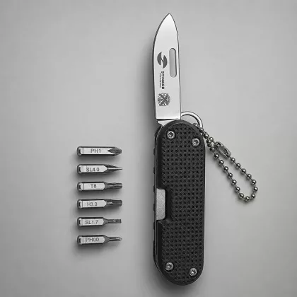 Нож перочинный Stinger, 73 мм, 8 функций, материал рукояти фиброволокно, нейлон (черный), в картонной коробке, фото 1