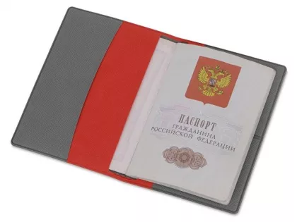 Обложка для паспорта с RFID защитой отделений для пластиковых карт "Фэйвор (Favor)", красная/серая, фото 2