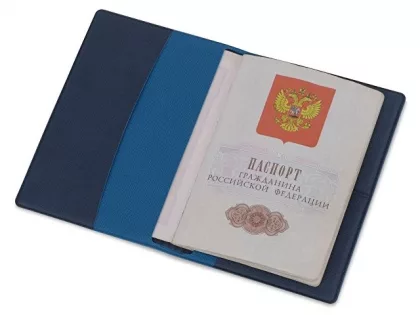 Обложка для паспорта с RFID защитой отделений для пластиковых карт "Фэйвор (Favor)", синяя, фото 2