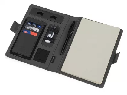 Органайзер с беспроводной зарядкой 5000 mAh "Powernote", светло-серый, фото 3