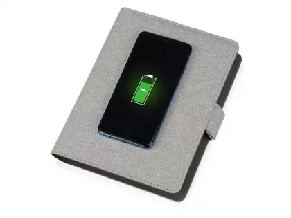 Органайзер с беспроводной зарядкой 5000 mAh "Powernote", светло-серый (P), фото 2