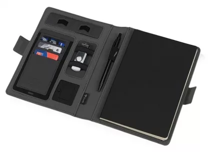 Органайзер с беспроводной зарядкой 5000 mAh "Powernote", темно-серый, фото 3