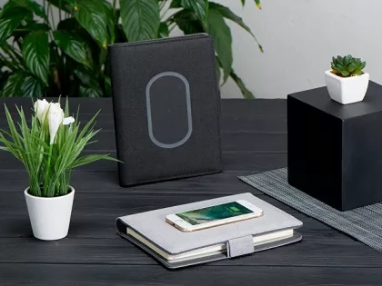 Органайзер с беспроводной зарядкой 5000 mAh "Powernote", темно-серый, фото 17