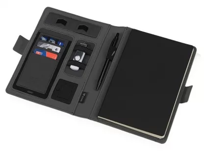 Органайзер с беспроводной зарядкой 5000 mAh "Powernote", темно-серый (P), фото 3