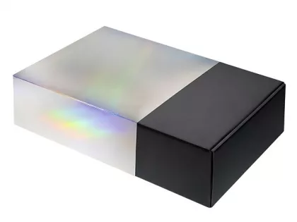 Подарочная коробка с голографическим шубером без печати "Aurora", L, 260х260х100 мм., фото 3