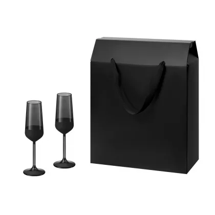 Подарочный набор 2 бокала для шампанского Блэк Эдишн (Black Edition) в большом подарочном пакете, фото 1