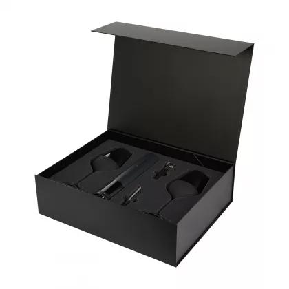 Подарочный набор 2 бокала для вина Блэк Эдишн (Black Edition) + набор для вина Сакраменто (Sacramento) в черной коробке, фото 3