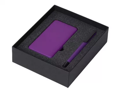 Подарочный набор c пластиковой ручкой, повербанком С2, 10000 mAh, фиолетовый, фото 2