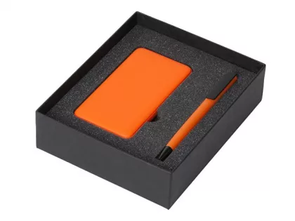 Подарочный набор c пластиковой ручкой, повербанком С2, 10000 mAh, оранжевый, фото 2