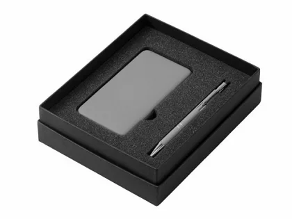 Подарочный набор c ручкой и повербанком 5000 mAh, серый, фото 2