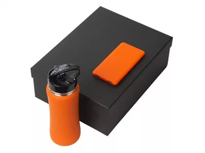 Подарочный набор с бутылкой для воды и повербанком С1, 5000 mAh, оранжевый, фото 2