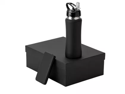 Подарочный набор с бутылкой для воды и повербанком С2, 10000 mAh, черный, фото 2