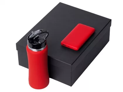 Подарочный набор с бутылкой для воды и повербанком С2, 10000 mAh, красный, фото 2