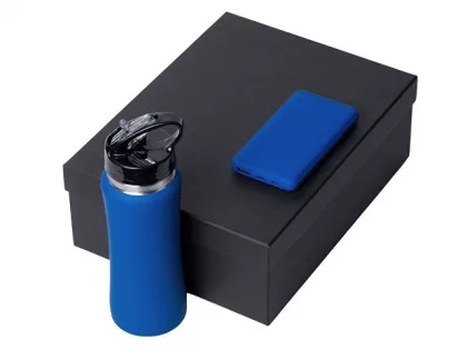 Подарочный набор с бутылкой для воды и повербанком С2, 10000 mAh, синий, фото 2