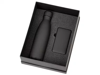 Подарочный набор с термобутылкой и повербанком С1, 5000 mAh, черный, фото 3