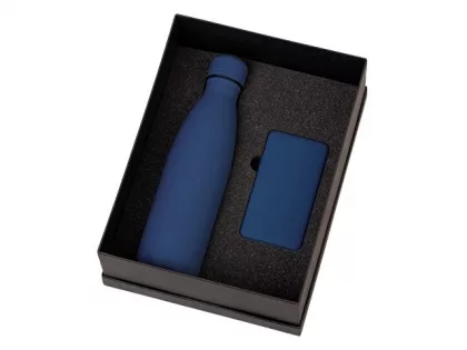 Подарочный набор с термобутылкой и повербанком С1, 5000 mAh, темно-синий, фото 3