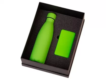 Подарочный набор с термобутылкой и повербанком С1, 5000 mAh, зеленое яблоко, фото 3