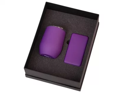 Подарочный набор с термокружкой и повербанком С1, 5000 mAh, фиолетовый, фото 2