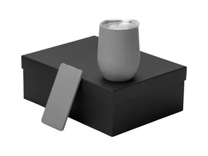 Подарочный набор с термокружкой и повербанком С1, 5000 mAh, серый