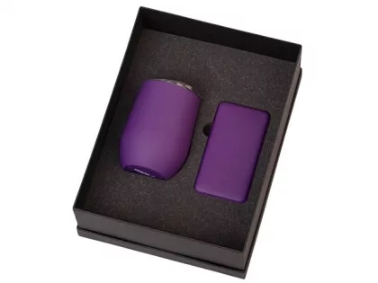 Подарочный набор с термокружкой и повербанком С2, 10000 mAh, фиолетовый, фото 2