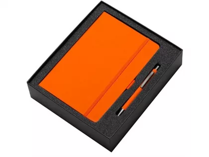 Подарочный набор Vision Pro soft-touch с ручкой и блокнотом А5, оранжевый, фото 2