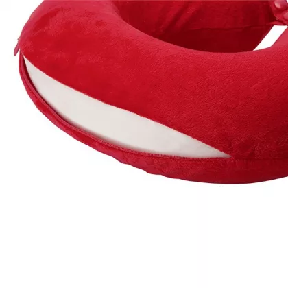 Подушка Basic из микрофибры с эффектом памяти U-shape, красный, фото 4