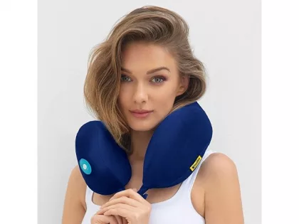 Подушка для путешествий со встроенным массажером "Massage Tranquility Pillow", синий, фото 7