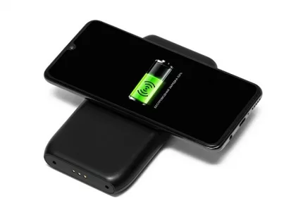 Портативное беспроводное зарядное устройство с док-станцией "Uniq", 10000 mah, черный, фото 7