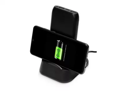 Портативное беспроводное зарядное устройство с док-станцией "Uniq", 10000 mah, черный, фото 4