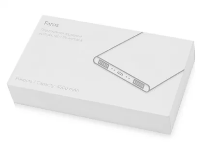 Портативное зарядное устройство с красной подсветкой логотипа «Faros», soft-touch, 4000 mAh, фото 8