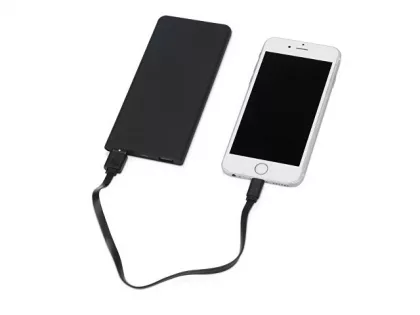 Портативное зарядное устройство с синей подсветкой логотипа «Faros», soft-touch, 4000 mAh (P), фото 2