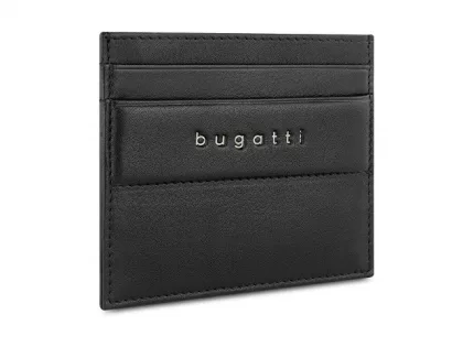 Портмоне для кредитных карт BUGATTI НОМ | NOME, с защитой данных RFID, черное, натуральная воловья кожа, 10,2х0,3х8,2 см, фото 1
