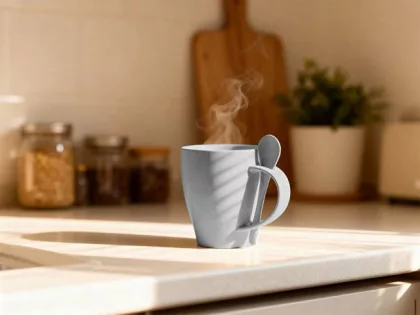 Пшеничная кружка Nina с ложкой, 300ml, серый Cool grey 7C, фото 6