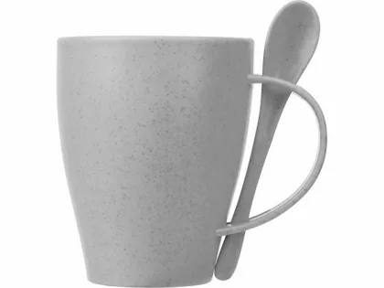 Пшеничная кружка Nina с ложкой, 300ml, серый Cool grey 7C, фото 3