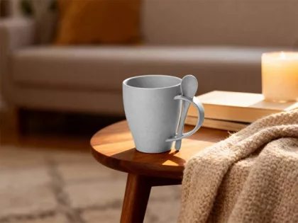 Пшеничная кружка Nina с ложкой, 300ml, серый Cool grey 7C, фото 7