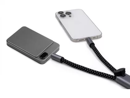 Ремешок-держатель для телефона с зарядным кабелем USB-C - USB-C «Lany Wristband Charge Eco», серый, фото 4