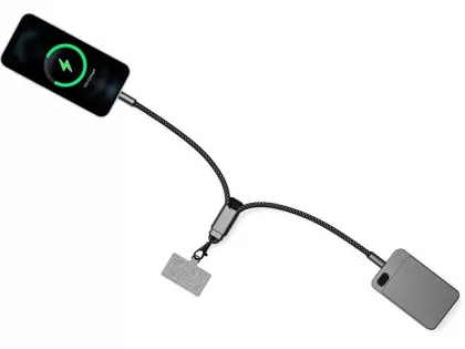 Ремешок-держатель для телефона с зарядным кабелем USB-C - USB-C «Lany Wristband Charge Eco», серый, фото 14