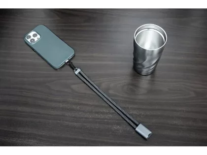Ремешок-держатель для телефона с зарядным кабелем USB-C - USB-C «Lany Wristband Charge Eco», серый, фото 17