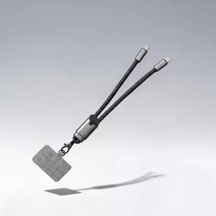 Ремешок-держатель для телефона с зарядным кабелем USB-C - USB-C «Lany Wristband Charge Eco», серый, фото 1