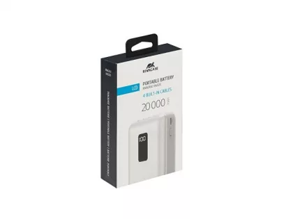 RIVACASE VA2220 (20000 мАч) внешний аккумулятор с дисплеем и встроенными кабелями, белый, 12/24, фото 13