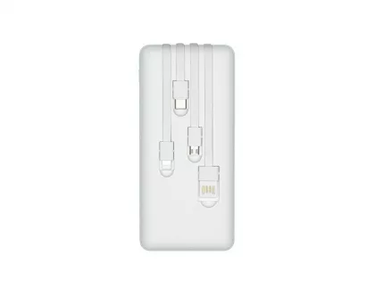 RIVACASE VA2220 (20000 мАч) внешний аккумулятор с дисплеем и встроенными кабелями, белый, 12/24, фото 3