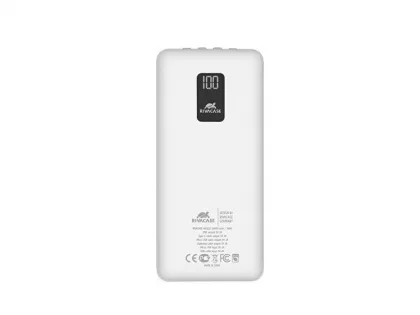 RIVACASE VA2220 (20000 мАч) внешний аккумулятор с дисплеем и встроенными кабелями, белый, 12/24, фото 2
