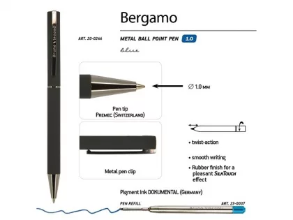 Ручка металлическая шариковая «Bergamo», 0,7 мм, черная, фото 3