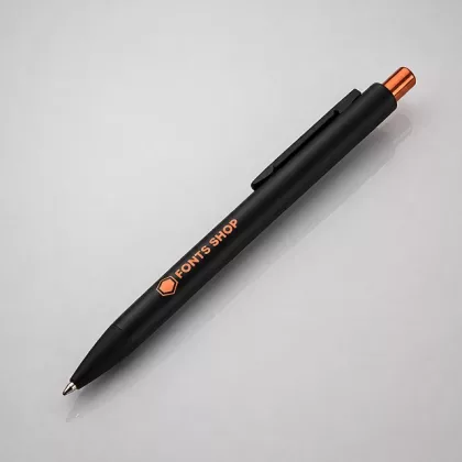 Ручка металлическая шариковая «Blaze» с цветным зеркальным слоем, черный/оранжевый