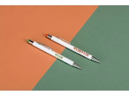Ручка металлическая шариковая «Flowery» со стилусом и цветным зеркальным слоем, белый/оранжевый, фото 6