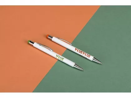 Ручка металлическая шариковая «Flowery» со стилусом и цветным зеркальным слоем, белый/оранжевый (Р), фото 6